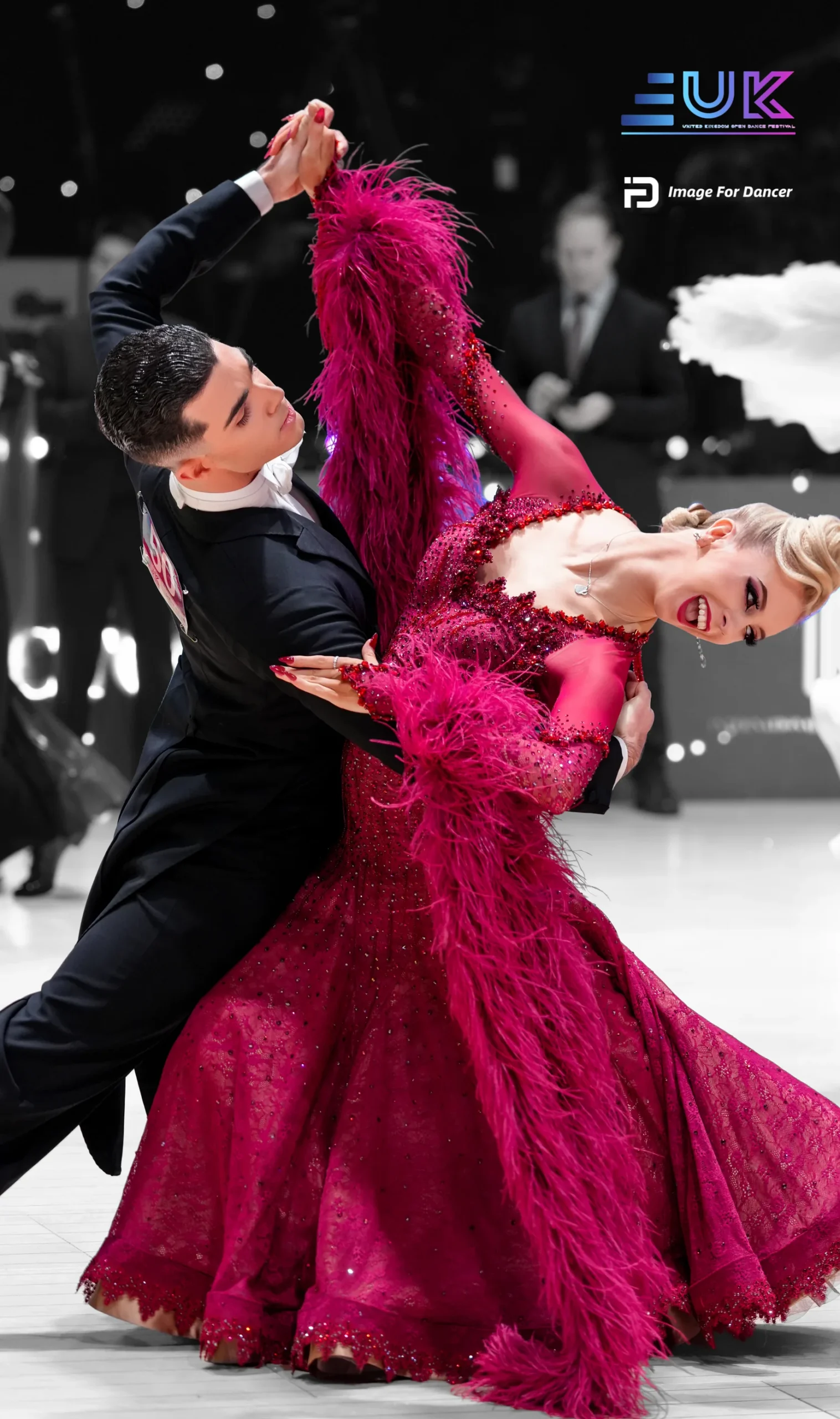 Magenta ballroom dress at UK Open 2025